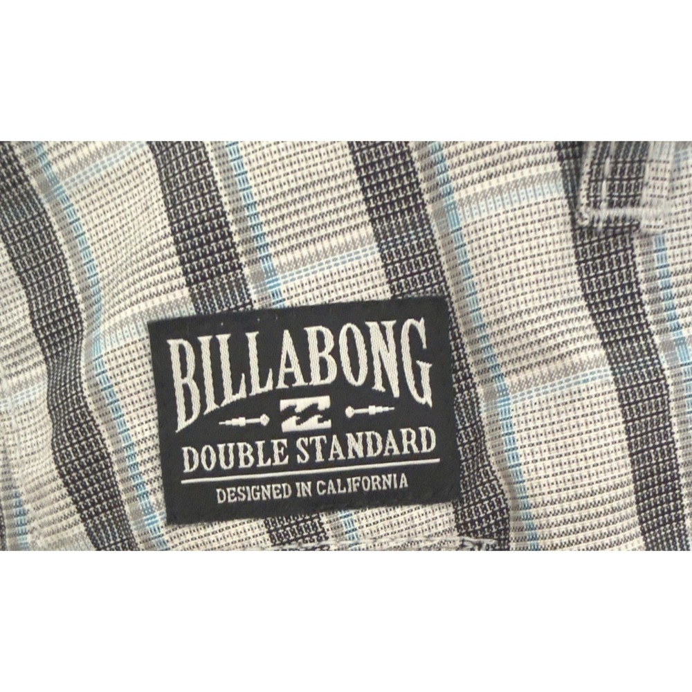 Billabong Plaid Walk Golf Shorts Mens 38 Grey Black Blue Double Standard Casual